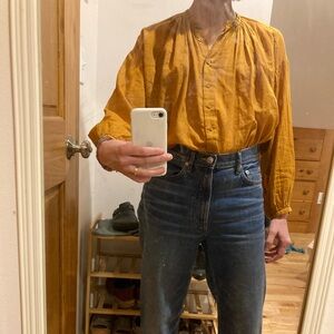 DOEN Jane Blouse XS in goldenrod mustard yellow